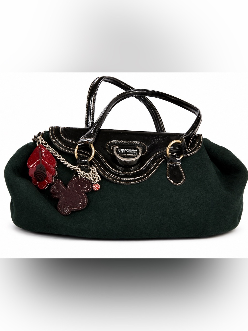 Dark Green and Black Women's Satchel Bag